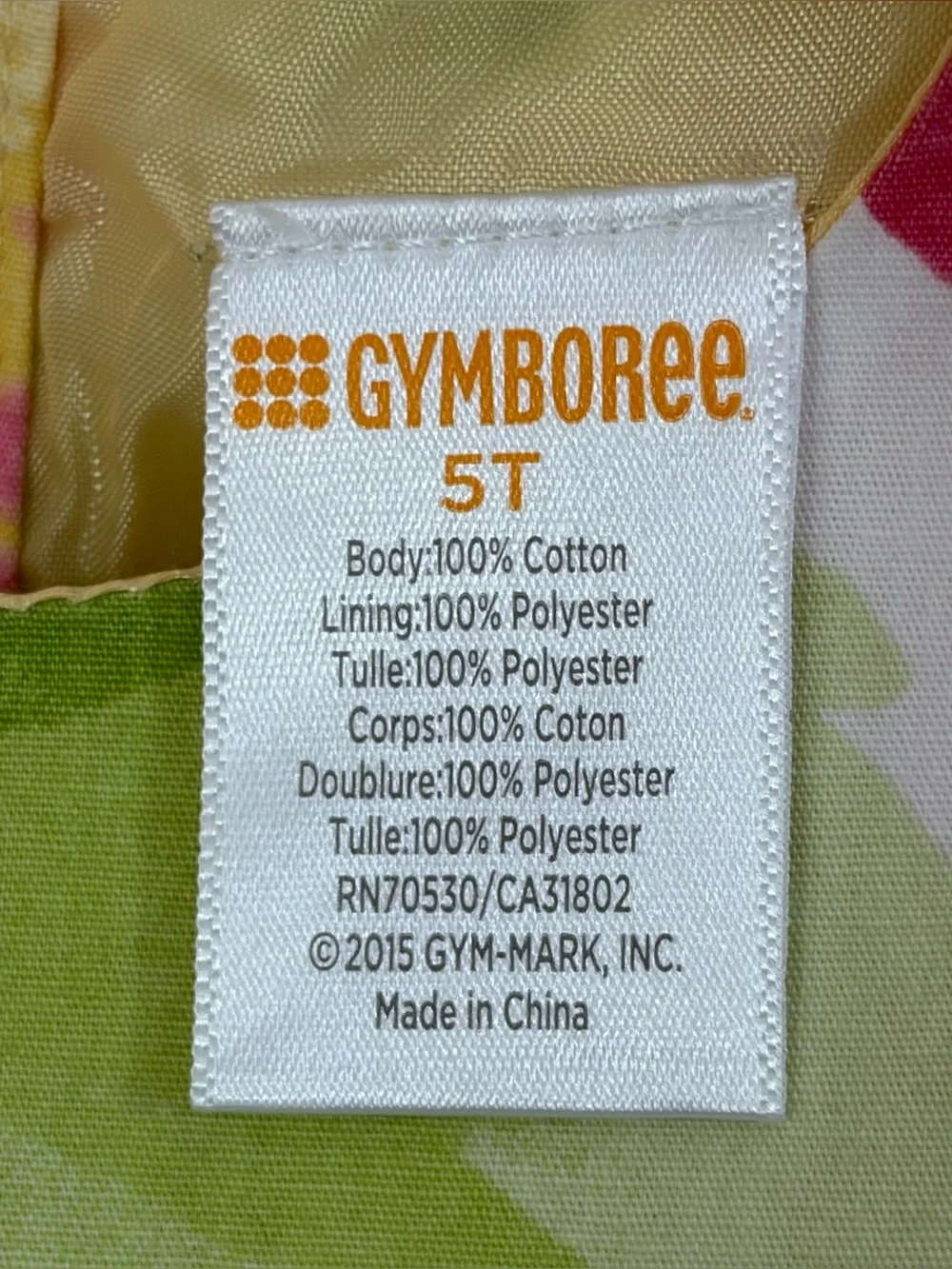 Girl’s Cotton Dress 5T Gymboree Natural Fibers Pastel Floral Yellow Pink cotton